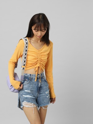 ONLY Casual Solid Women Orange Top