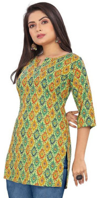 TopShopSurat Casual Printed Women Light Green Top