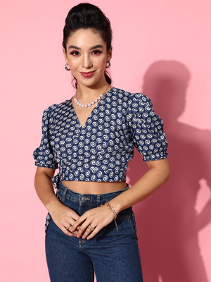 U&F Casual Printed Women Blue Top