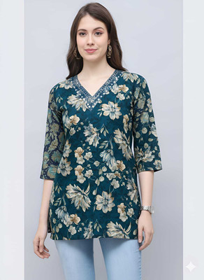 arexclusive Casual Floral Print, Printed Women Brown Top