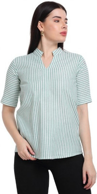 Aarsha Casual Striped Women Light Blue Top