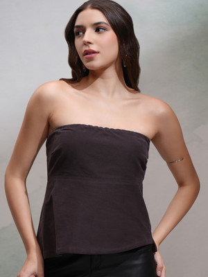 Tokyo Talkies Casual Solid Women Black Top