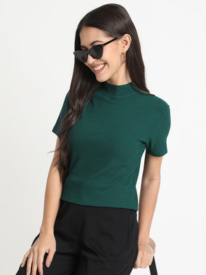R&B Casual Solid Women Green Top