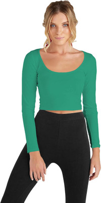 THE BLAZZE Casual Solid Women Green Top