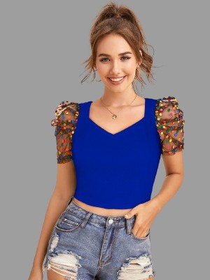 bhatiji collection Casual Solid Women Blue Top