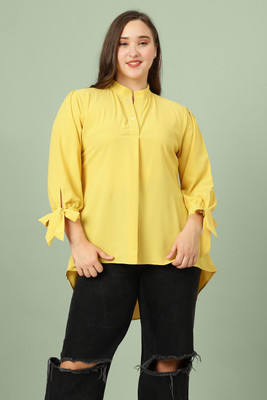 Curvy Lane Casual Solid Women Yellow Top
