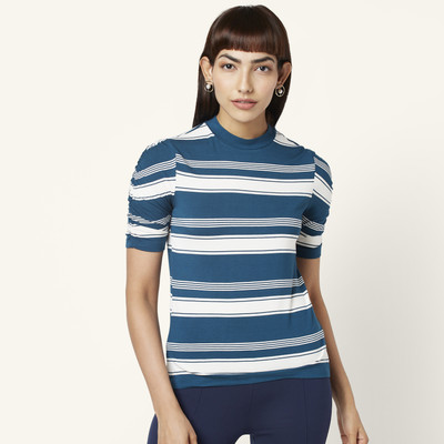Annabelle by Pantaloons Casual Striped Women Blue Top