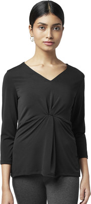 Annabelle by Pantaloons Casual Solid Women Black Top