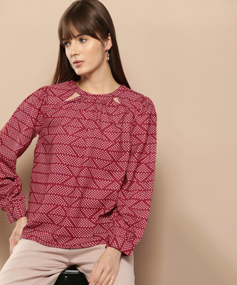 CHEMISTRY Casual Printed Women Maroon Top