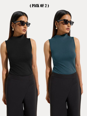 KOTTY Casual Solid Women Black, Green Top