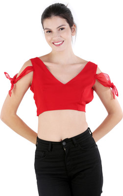 KIYOO Casual Solid Women Red Top