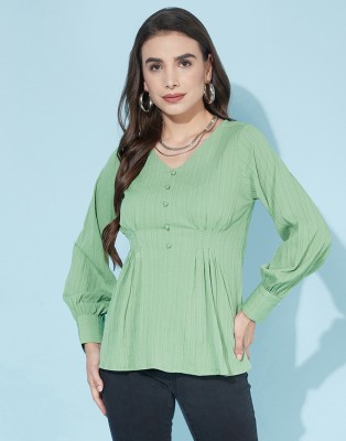 Selvia Casual Solid Women Light Green Top