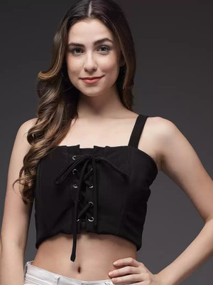 TANDUL Casual Solid Women Black Top