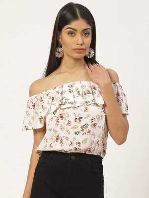 Moda Rapido Casual Printed Women White Top