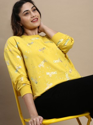 Showoff Plus Casual Printed Women Silver, Yellow Top