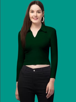 Dream Beauty Fashion Casual Solid Women Dark Green Top