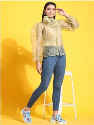 rujave Casual Printed Women Green Top