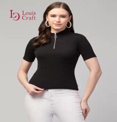 Louis Craft Casual Solid Women Black Top