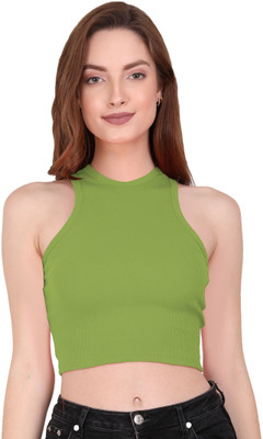 THE BLAZZE Casual Solid Women Light Green Top