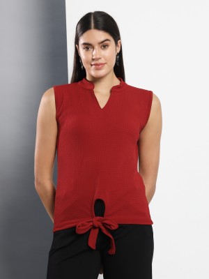 Q-Rious Casual Solid Women Maroon Top