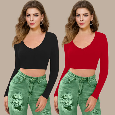 Maheshvi Casual Solid Women Red Top