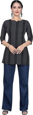 Kfashionbj Women Solid A-line Kurta(Black)