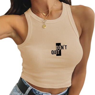 Fashion And Youth Casual Printed Women Beige Top