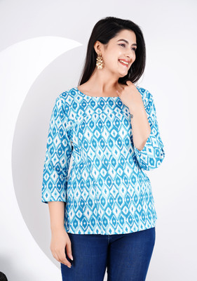 Gamyam Casual Floral Print Women Blue Top