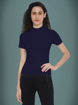 Kashonaa Casual Solid Women Dark Blue Top