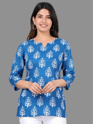 GOPALISONS Casual Printed Women Blue Top