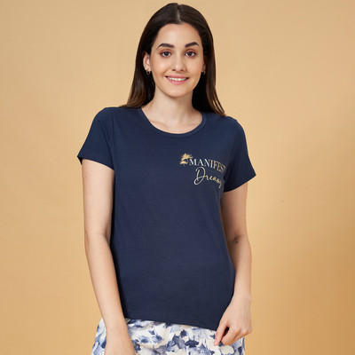 Dreamz by Pantaloons Casual Printed Women Dark Blue Top