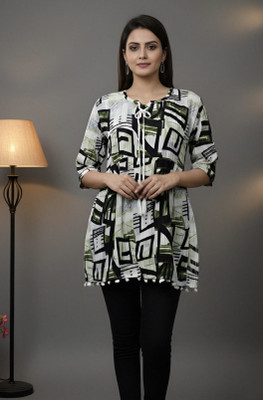CornHubb.in Casual Geometric Print, Printed Women Multicolor Top