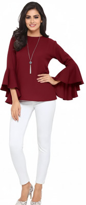 Blueribon Casual Solid Women Maroon Top