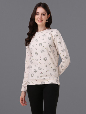 french crown Casual Printed Women Black, Beige Top