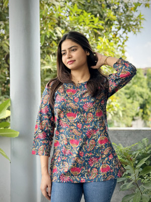 Kurtiking Casual Self Design Women Multicolor Top