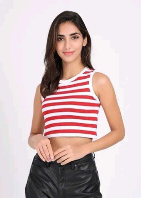 Baeship Casual Striped Women Red Top