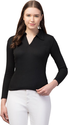ASAD GARMENTS Casual Self Design Women Black Top