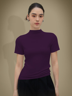 NAVYANKAA Casual Solid Women Purple Top