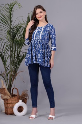 The Swagg Casual Printed Women Blue Top