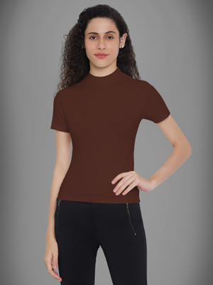 Maheshvi Casual Solid Women Brown Top