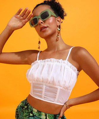 ADRIANA Party Solid Women White Top
