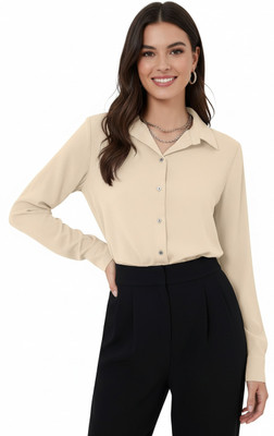 Leriya Fashion Casual Solid Women Beige Top