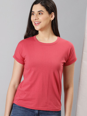 AUSK Casual Solid Women Pink Top