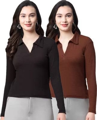 Diving deep Casual Solid Women Multicolor Top