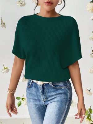 Rahi Trendz Casual Self Design Women Dark Green Top