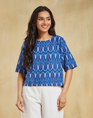 Fabindia Casual Printed Women Blue Top
