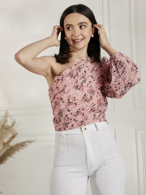 CARLTON LONDON Casual Printed Women Pink Top