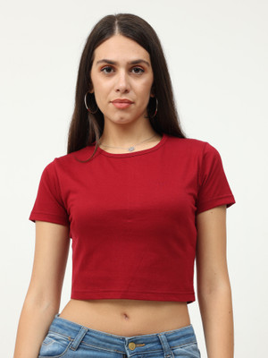 Fleximaa Casual Solid Women Maroon Top