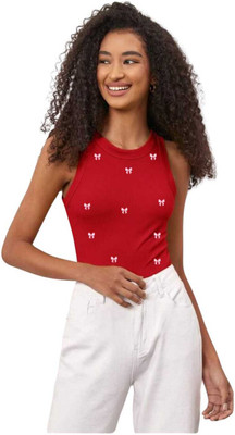 Baeship studio Casual Solid Women Red Top