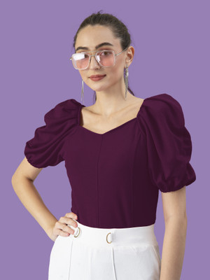 Kashonaa Casual Solid Women Purple Top